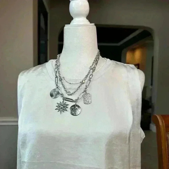 Chico’s Silver Center Stage 21” Convertible Necklace - Picture 2 of 2